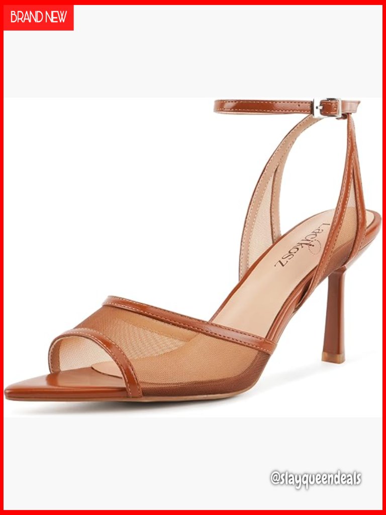 Strappy Mesh High Heel Sandals Pointed Toe Ankle Buckle Stiletto Heels